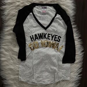 PINK Victoria's Secret Hawkeyes Long Sleeve Tee - Black, White, and Gold